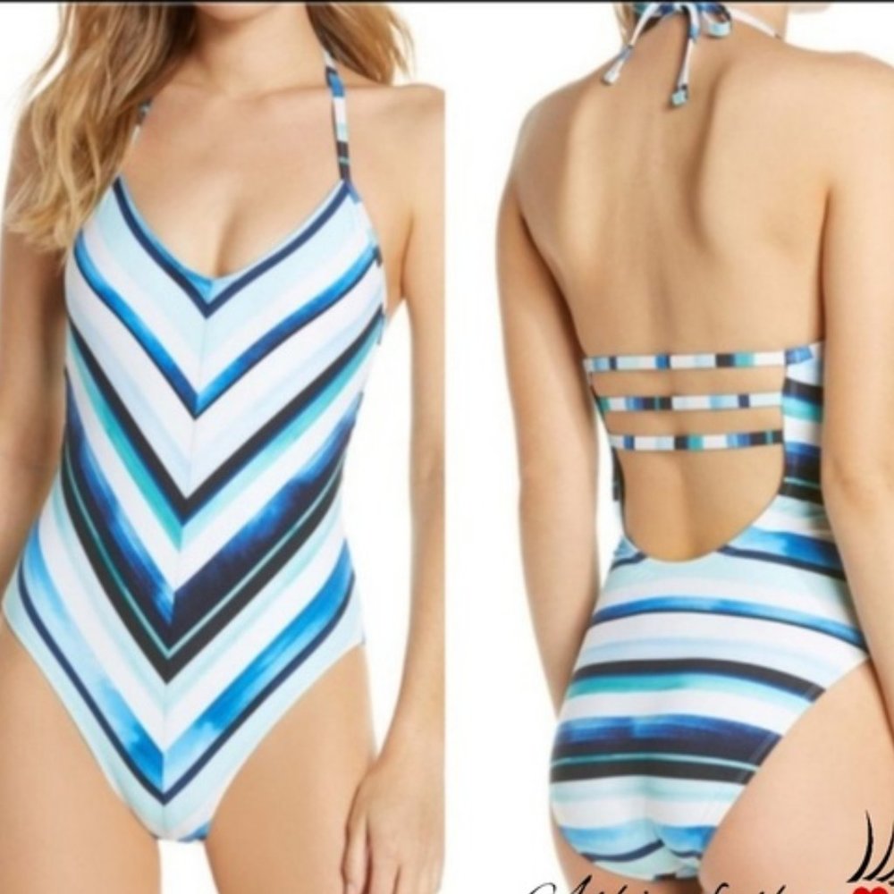 La Blanca Meridian Stretch Striped One-Piece Swimsuit Size 4